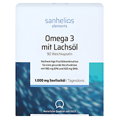 SANHELIOS Omega-3 mit Lachsöl Kapseln 90 Stück - Vorderseite