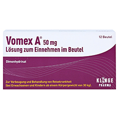 Vomex A 50mg 12 Stück - Vorderseite