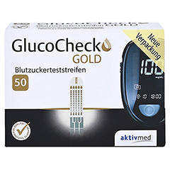 GLUCOCHECK GOLD Blutzuckerteststreifen 50 Stck - Vorderseite