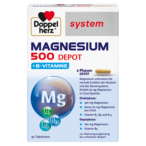 DOPPELHERZ Magnesium 500 Depot system Tabletten 30 Stück