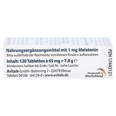 MELATONIN 1 mg Mini-Tabletten im Spender 120 Stck - Linke Seite