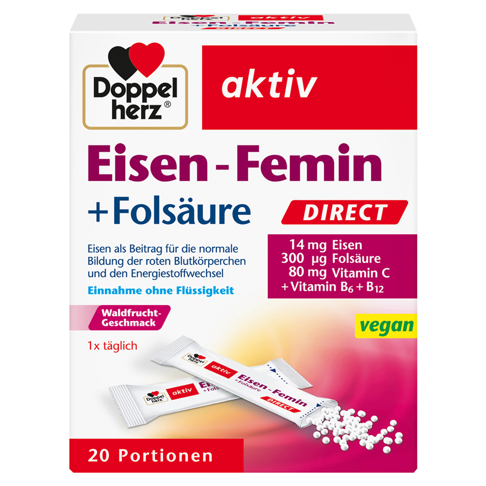 Doppelherz aktiv Eisen-Femin Direct mit Vitamin C + B6 + B12 + Folsäure