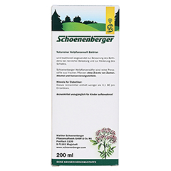 Baldrian naturreiner Heilpflanzensaft Schoenenberger 200 Milliliter - Rückseite