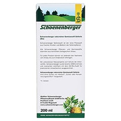 Schoenenberger Sellerie Naturreiner Gemüsesaft 200 Milliliter - Rückseite