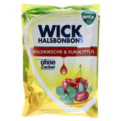 WICK Wildkirsche & Eukalyptus Bonbons o.Zucker 72 Gramm