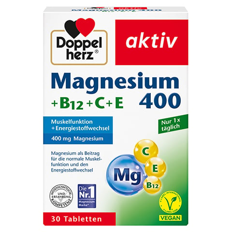 Doppelherz aktiv Magnesium 400 + B12 + C + E 30 Stck