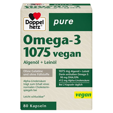 DOPPELHERZ Omega-3 1075 vegan pure Kapseln 80 Stck