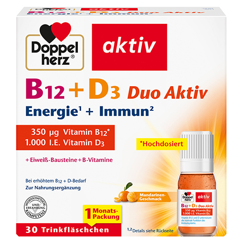 DOPPELHERZ B12+D3 Duo Aktiv Trinkampullen 30 Stck