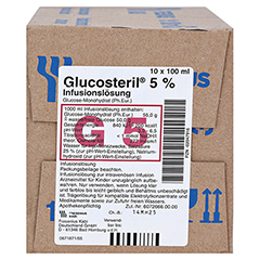 GLUCOSTERIL 5% Glasflasche Infusionslsung 10x100 Milliliter N2 - Vorderseite